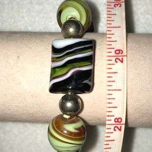 New Artisan Glass Bead Stretch Bracelet